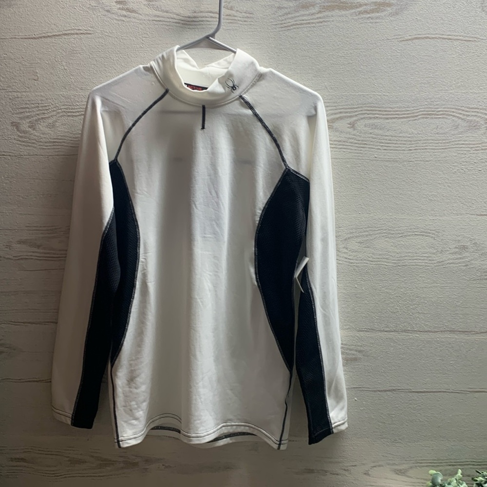 NWT white black Spyder stretch pullover long sleeve size S